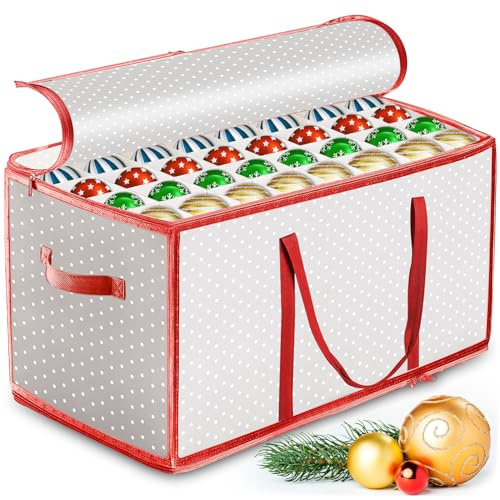 NEMMXUB XXL Aufbewahrungsbox für Christbaumkugeln - für 128 Kugeln - Aufbewahrungsbox Weihnachtstasche für Christbaumkugeln Weihnachtsschmuck - Sortierbox Kiste für Weihnachtsschmuck faltbar