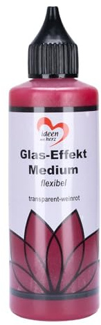 Ideen mit Herz Glas-Effekt-Medium, Wasserbasis, 12-24 Stunden Trocknungszeit, für Glaskunst-Optik (Transparent-weinrot)