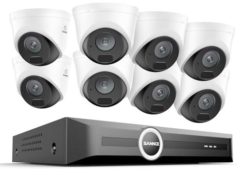 SANNCE 2K Überwachungskamera Aussen Set, 8×PoE Kameras Outdoor ohne HDD | 6MP 8-Kanal NVR, Smart IR LEDs, Nachtsicht 30m, Personen-/Fahrzeugerkennung, Audio, APP Alarm, IP67, Weitwinkel 86,6°, 3MP