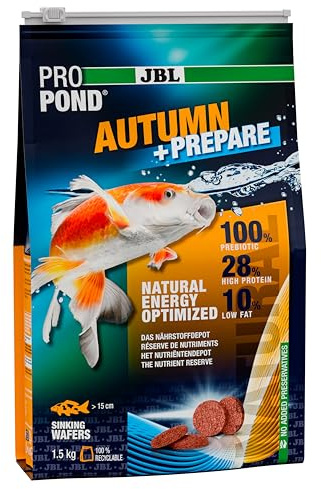 JBL PROPOND Autumn+Prepare 1,5kg (3 L) | Herbstfutter Wafer für Koi & andere Teichfische | Liefert Energie & Widerstandsfähigkteit | Sinkend | ab 10 °C