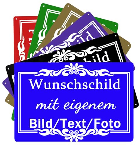 CCZUIML Blech-Schild Selbst Gestalten,Wunschtext Schild Personalisiert,Schilder Selbst Gestalten mit Text/Name/Bild/Logo/Schrift Für Garage,Hotel,Parkplatz,Schule,Carport,Firma,Garten, Wohnadress