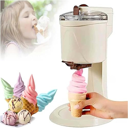 Máquina para hacer helados, batidora para helados de yogur helado, batidora para helados de malteada, máquina para hacer helados en espiral, inicio con un clic, 1 l, 220 V,White