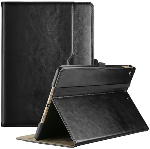 ProCase Leder Hülle für iPad 10,2 Zoll 9. Gen 2021/8. Gen 2020/7. Gen 2019, PU-Leder Klapphülle mit Bleistifthalter Case Cover mit Multi- Stand für 10,2 iPad 9/8/ 7- Schwarz