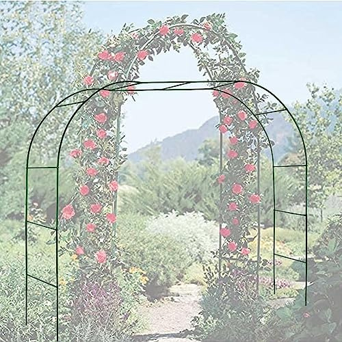 Genérico Arco de jardín de Metal, Resistente rosal para Plantas trepadoras, Soporte Grande para Flores, Color Negro y Verde, 1,4 m de Ancho x 2,3 m de Alto.