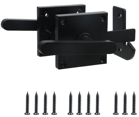 Crapyt Black Double-sided Aluminum Swinging Bolt Door Latch, Heavy Duty Turnstile Wood Fence Gate Latch Hardware, for Garden Farm Gates, Picket Fences, Attic Doors, Garages, Tool Sheds