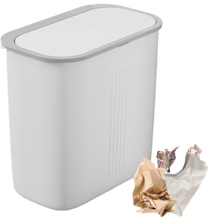 Poubelle Étroite - Corbeille À Déchets Papier Avec Mécanisme À Poussoir | Corbeille Rectangulaire Anti-Odeurs Avec Couvercle pour Buanderie, Cuisine, Restaurant, Salle De Bain et Espaces Commerciaux