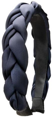 Alpenflüstern Trachten-Haarreif Satin Flechtoptik - Damen Haarschmuck rutschfest, Haarband geflochten fürs Dirndl (blau) ADV159
