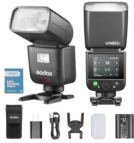 GODOX V480S Caméra Flash Speedlite, GN50 2.4 G 1/8000 HSS, V480 S Flash à écran Tactile TTL Tête Flash Réglable Compatible avec Sony Caméra