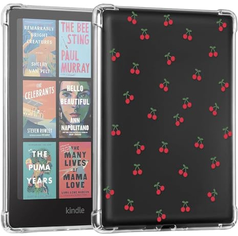 CoBak Klar Hülle für 7 Zoll 2025/2024 12. Generation e-Reader (Nicht kompatibel mit Kobo M7 e-Reader)- Leichte Kratzfeste Weich Durchsichtige, Kirsche