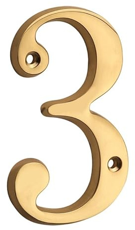 Numeri civici in metallo per porte, 1 pz 4 101mm Numero civico in metallo Numero in ottone massiccio Numero civico esterno #0-9 Numeri for porta d'ingresso(Number 3)