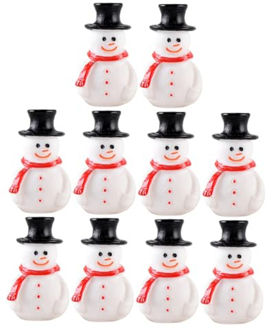 CONGARTENO 10 Piezas Mini Figura de Muñeco de Nieve de Resina para Decoración Navideña Adorno Artificial para Micro Paisaje Festivo Diseño Detallado para Mesa y Estantes
