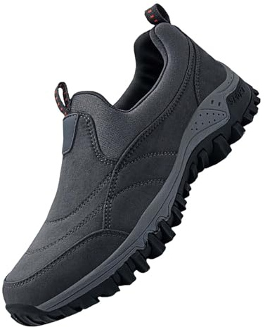 Sneaker invernali da uomo, slip on outdoor, scarpe da trekking, antiscivolo, scarpe da ginnastica piatte invernali, tinta unita, morbide, da trekking, comode, leggere, da palestra, grigio., 39 EU