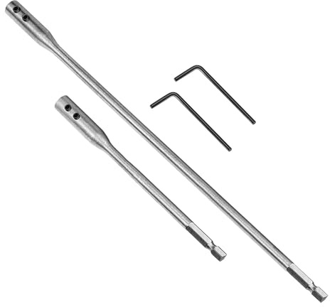 2Pcs Drill Bit Extensions 1/4'' Hexagonal Shank Tool Steel 6Inch And 12Inch For Tight Space Drilling Hexagonal Shank Extension