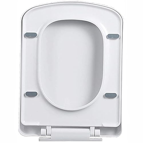 Abattant WC Carré Blanc, Siège De Toilettes À Fermeture Douce Avec 4 Patins Antidérapants, Déclenchement Rapide Pour Un Nettoyage Facile, Couvercle De Toilette Ergonomique, 04D - 36 x 45cm