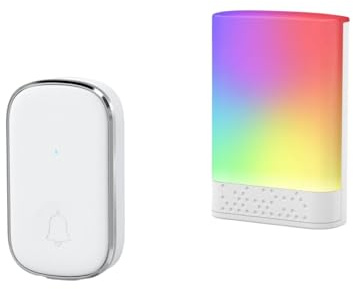Watreketal Ensemble De Sonnette sans Fil À Double Alimentation Alimenté par Batterie Étanche avec Batterie Longue Durée Et Indicateurs Visuels LED Sonnette Noire Mate