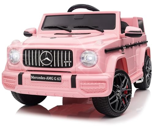 Coche eléctricopara niños 12 V, Coche eléctrico de 2 Puertas con Mando a Distancia de 2,4 GHz, MP3, música, iluminación LED, vehículo, Regalo para niños y niñas, Rosa