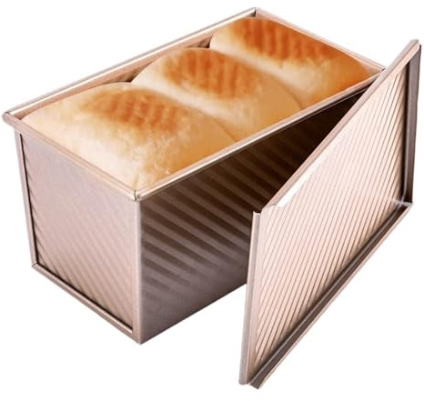 Molde for pan con tapa, antiadherente, rectangular, corrugado, for tostadas y pasteles, JT157(Gold)