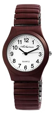 Adrina Armbanduhr Damen Analog Braun Schwarz Großes Ziffernblatt | Damenarmbanduhr arabische Ziffern günstig | Damenuhr Senioren mit Zugarmband – klassisch & bequem viele Farben