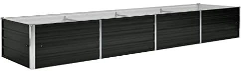 vidaXL Aiola Rialzata in Acciaio Zincato 320x80x45 cm, Antracite, Fondo Aperto, Fioriera per Fiori e Verdure, Fai-da-Te, Giardino o Prato
