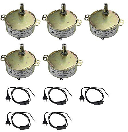 CHANCS TYC-50 Synchronmotor-Plattenspieler 220 V 5–6 U/min Getriebe für Mikrowellenherd für Plattenspieler motorisiert mit Inline-Fußdrucklampe 1,8 m Netzkabel Fußschalter 5 STÜCKE