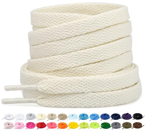 Stepace Lacets Plats Chaussures, 8 mm Lacets pour Baskets Blanc crème 100