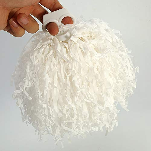 CHICIRIS Cheerleading Poms, 8 Farben 2 Stück Cheerleader Pompons, Handblumen, Chear Poms für Sport, Party, Tanz, für Erwachsene, Teenager, Kinder(Weiß)
