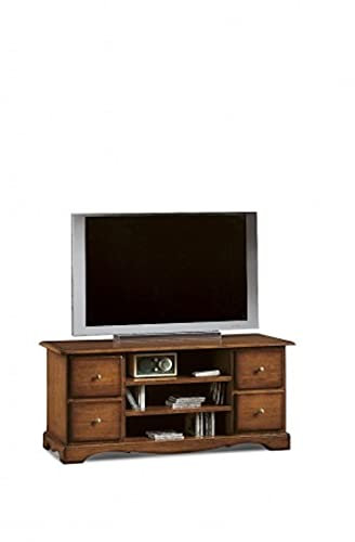 Mar.c.a. Design - Mueble para TV con 4 cajones y 2 compartimentos de madera de 117 x 49 x 53 cm - Mueble Arte Povera salón Made in Italy