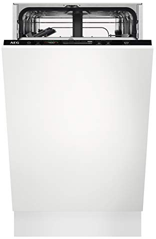 AEG 6000 SatelliteClean Built-In Slimline Dishwasher FSE62407P, 45 cm, Fully Intergrated, 9 place settings, 7 Programmes, 46 dB Noise Level, White [Energy Class E]
