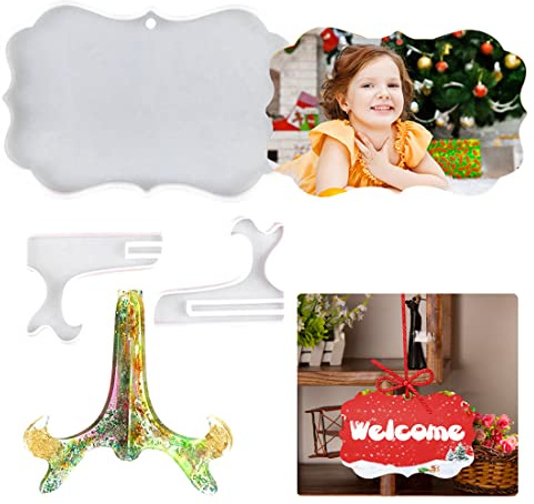 Voyyphixa 3PCS Stampo Portafoto in Silicone Kit, Portafoto Stampi Resina per Rettangolo,Supporto per Foto Stampi per Resina Epossidica Wedding Compleanno Decorazione Mestiere