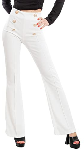 Toocool Pantalones de mujer con campana, ajustados, pata de elefante, flare botones, VI-3591