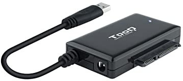 TOOQ TQHDA-02C - Adaptador USB 3.0 USB-C a SATA para Discos Duros de 2.5” y 3.5”, con Alimentador, Color Negro