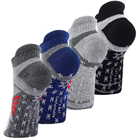 KC-TAHO Non-Slip Compression Yoga Socks 4 Pairs with Grips for Pilate Ballet Barre Barefoot Hospital for Women and Men