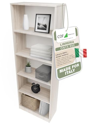 CDF Bücherregal Regal Standregal Büroregal für Ordner - Büro Wohnzimmer Homeoffice Bücherschrank zur Aufbewahrung Dokumenten Dekoration Robuste Konstruktion - Eiche Sonoma 60cm