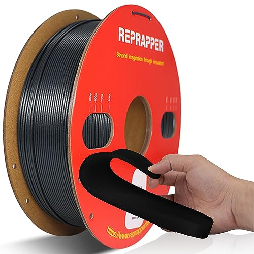 RepRapper TPU Filament 1.75 mm, Flexible TPU Rolle Weiches 3D-Drucker Filament, 95A 1kg Spule (2.2 lbs), Maßgenauigkeit +/- 0,02 mm (TPU Schwarz)