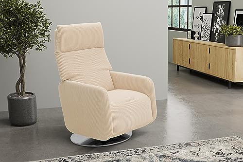 DOMO. collection Fernsehsessel Beja, Polsteressel mit Relaxfunktion, Polstergarnitur mit Liegefunktion, 70 x 93 x 155 cm (BxTxH), Creme (Beige)