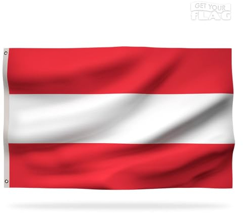 Drapeau de l'Autriche Premiuim 150x90cm - Drapeau Autrichien résistant et de haute qualité avec 2 œillets métalliques - Soyez fier de vos couleurs !