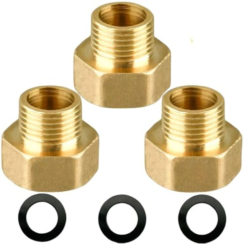 Riduttore Da G1/2 a G3/4 ottone,3PCS Prolunga di riduzione G1/2” esterno (Ø20,3 mm) x G3/4 interno (Ø24 mm),Prolunga di riduzione Nipplo di riduzione femmina/maschio con guarnizione in gomma
