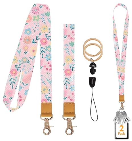 Mmgoqqt 2 Stück Umhängeband Schlüsselband, mit Metall Ring und Hohe Qualität Leder, Hals-Lanyards für Schlüssel, Ideal für Handy, Schlüssel, Zweiseitiger Druck in Voller Farbe