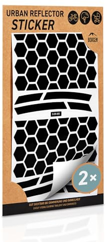 Borgen Reflektor Sticker Aufkleber 2er Set - Für Fahrrad, Felgen, Helm - Reflective Sticker Set für Dunkelheit, Schule - Reflektoren Fahrrad Aufkleber