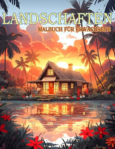 Landschaften Malbuch Für Erwachsene: 50 beeindruckende Illustrationen von faszinierenden Landschaftsbildern – Berge, Wald, Natur, Meer mit tropischen ... Städten, ländlichen Gebieten und vielem mehr.