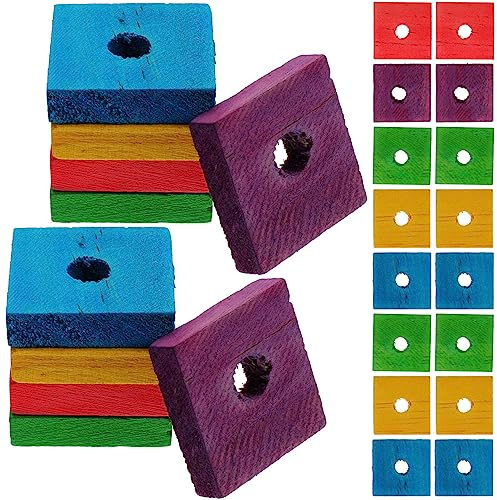 GANAZONO 100 Stück Papageien-Holzklötze Spielzeug Holzklötze Vogel-Kauspielzeug Vogelbiss-Spielzeug Mini-Holzspäne DIY-Handwerk Für Papageien Die Kauen