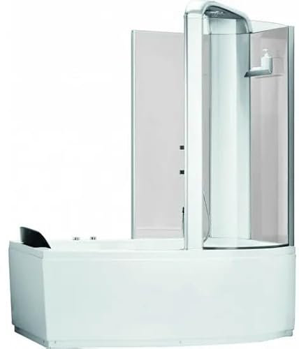 Bagno Italia vasca da bagno idromassaggio 170x85 cm con cabina doccia appoggio a destra