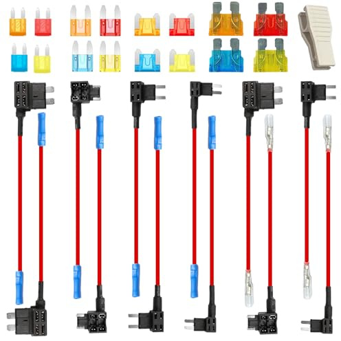 12 Stück Mini Micro Micro2 Standard Sicherung Kfz Standard Flachsicherungen, 16 Stück Mini Micro Micro2 Standard Flachsicherungsadapter, Auto Sicherungsadapter Kfz Sicherungen 5A/10A/15A/20A(Mixed）