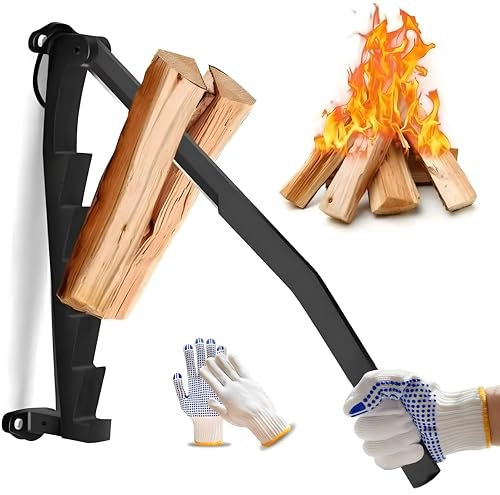 Vdsfand Wall Mounted Kindling Splitter Firewood Kindling Splitter - Portable Manual Fire Wood Kindling Splitter Firewood Cutter Heavy Duty Log Splitter Wood Splitter for Indoor Outdoor003