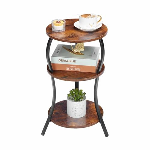 RYDZCLH Runder Beistelltisch, 3-Stufiger Taillen-Beistelltisch Mit Ablagefläche, Beistelltische Wohnzimmer, Runder Beistelltisch, Sofa-Beistelltisch, Snacktisch, TV-Tabletttisch, Vintage-Nachttisch