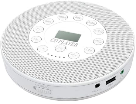 Giwnhvx Lettore CD Bluetooth Audio Stereo Portatile Riproduzione Ricaricabile CD/CD-R/CD-RW/MP3 USB AUX in Presa per Auricolari