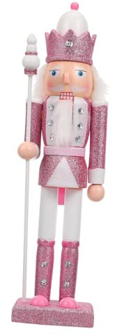 Zerodeko Figurine Poupée en Noyer Casse-Noisette De Noël Bois Naturel Couleur Rose Décoration Bureau Et Maison Ornement Festif pour Adolescents