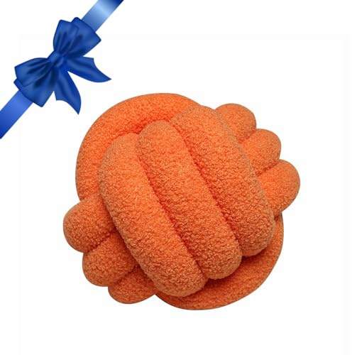PromCaeruyn Knoten Kissen äSthetik Deko Sofa Ballkissen Groß Flauschig Rund Zimmer Deko Clean Girl Handgewebt Knotenballkissen(Orange,8.6(22cm))