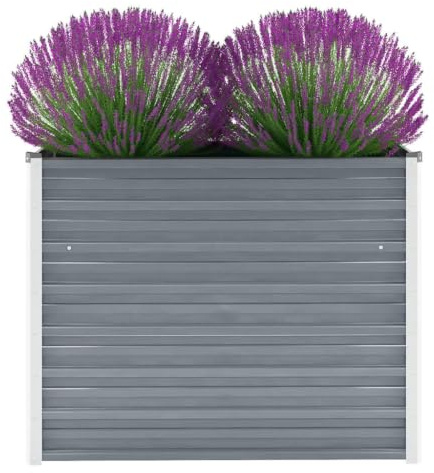 Myheimly Garten-Hochbeet Gartenbeet Pflanzbeet Frühbeet Verzinkter Stahl 100x40x77 cm Grau