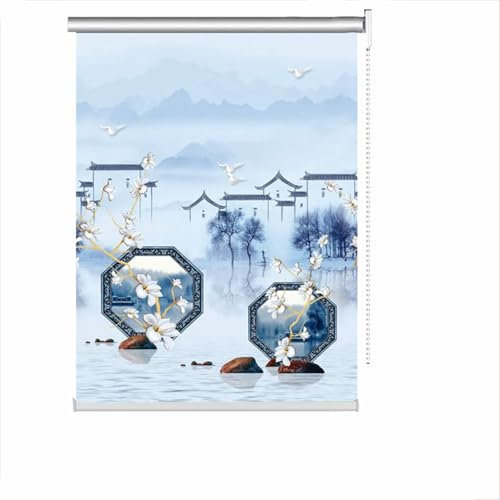 Thermo-Verdunkelungsrollo mit Muster und Montagezubehör (130 x 200 cm, Style E) - Energieeffizient, Lichtblock, einfache Installation für Zuhause und Büro